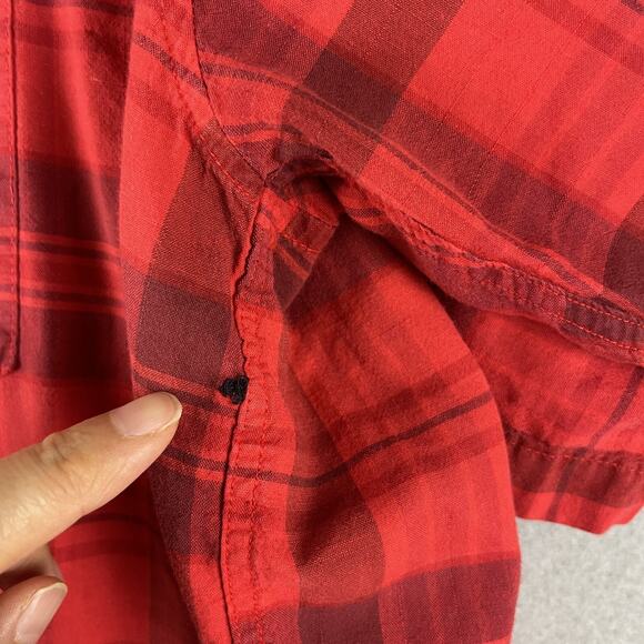 VTG Gap Shirt Mens Large Red Plaid Button Up Short Sleeve Cotton USA Made 90s - Picture 13 of 13